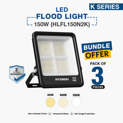 3X LED Flood Light 150W (HLFL150N2K)