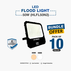10X LED Flood Light 50W Industrial (HLFL50N2) with SPD
