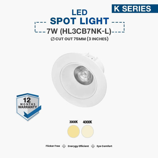 Hyundai LED Spot Light 7W Large Trim (HL3CB7NK-L)