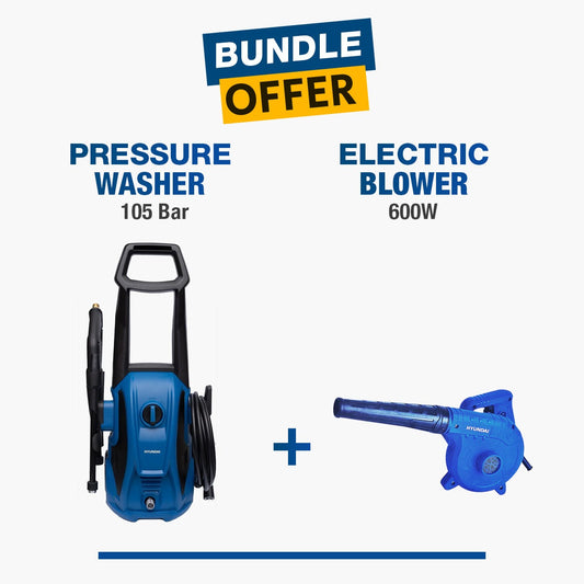 Hyundai Pressure Washer 105 Bar (HPW105E4A) + Electric Blower 600W