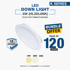 120X LED Down Light 6W (HL3DL6NK)