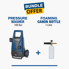 Hyundai Pressure Washer 105 Bar (HPW105S) +  Foaming Bottle