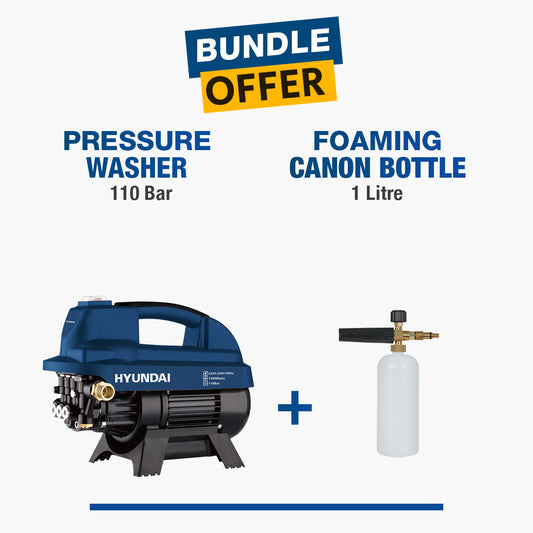 Hyundai Pressure Washer 110 Bar (HPW110-IM) +  Foaming Bottle