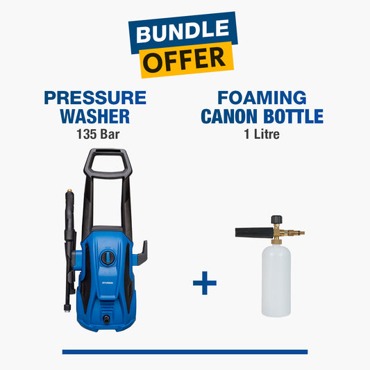 Hyundai Pressure Washer 135 Bar (HPW1354A) +  Foaming Bottle