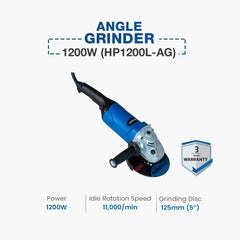 Hyundai Angle Grinder 1200W (HP1200L-AG)