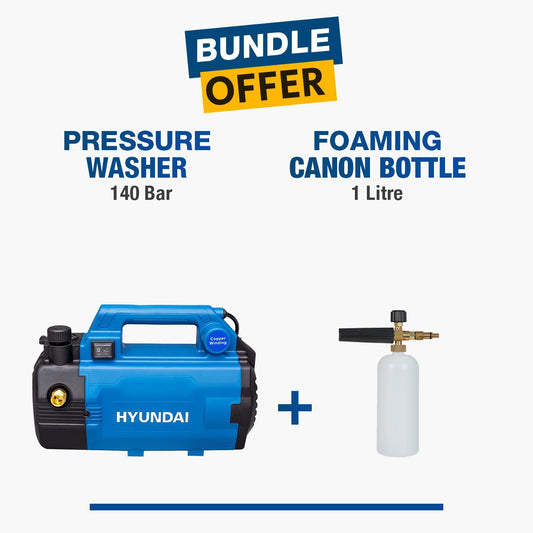 Hyundai Pressure Washer 140 Bar (HPW140-IM) +  Foaming Bottle